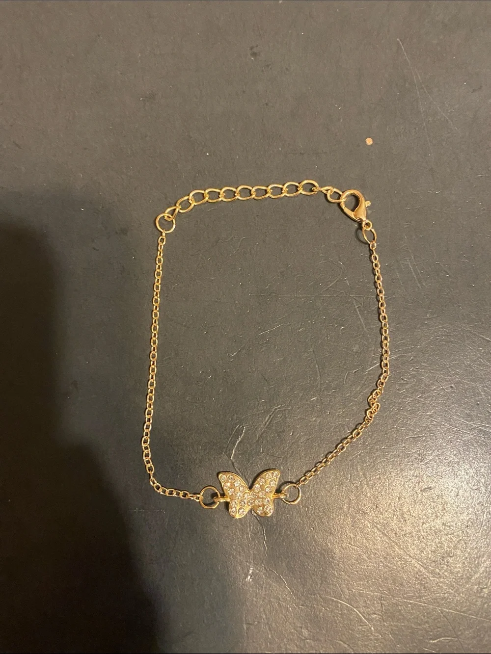 Gold Butterfly Crystal Pendant Bracelet - Women Jewelry
